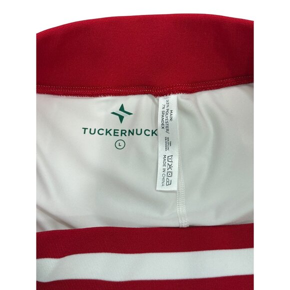TuckerNuck White Pleated Tennis Skort With Red Waistband Womens Size L - Picture 3 of 8